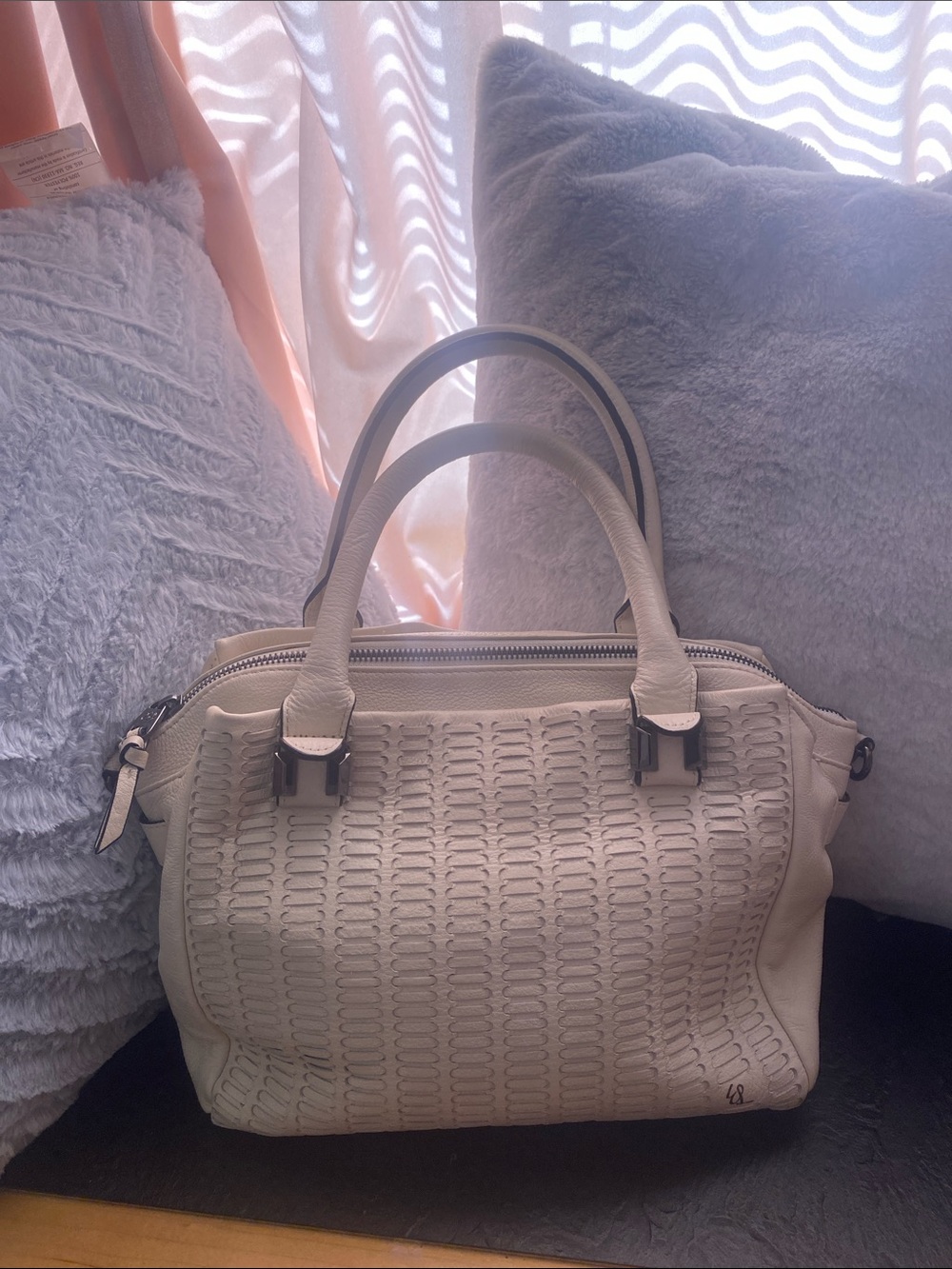 Elliott Lucca Cream Woven Satchel